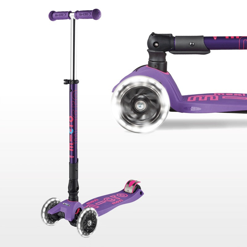 SCCOTER MICRO MAXI DELUXE FOLDABLE PURPLE LED (REM13030)
