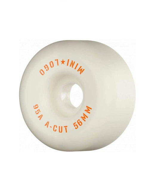 LLANTAS MINI LOGO PARA PATINETA -HYBRID A CUT WHITE 56MM 95A -(Set of 4) BLANCO-NARANJA