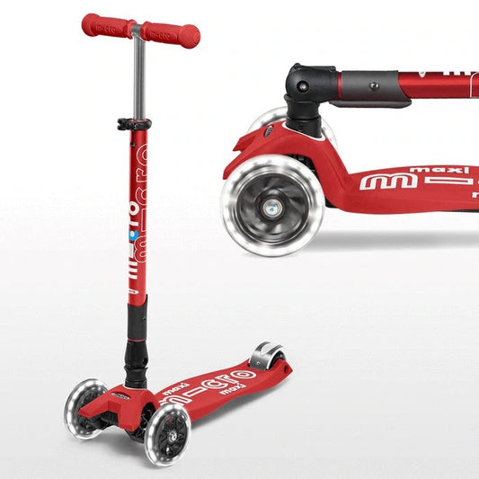 SCOOTER MICRO MAXI  DELUXE FOLDABLE LED RED (REM10409)